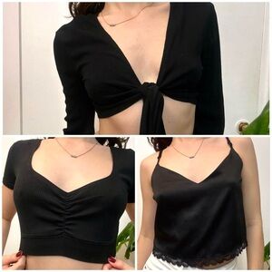 Bundle Of 3 Black Crop Tops